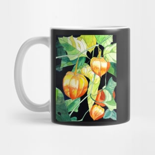 Chinese Lanterns watercolour flowers painting Mug